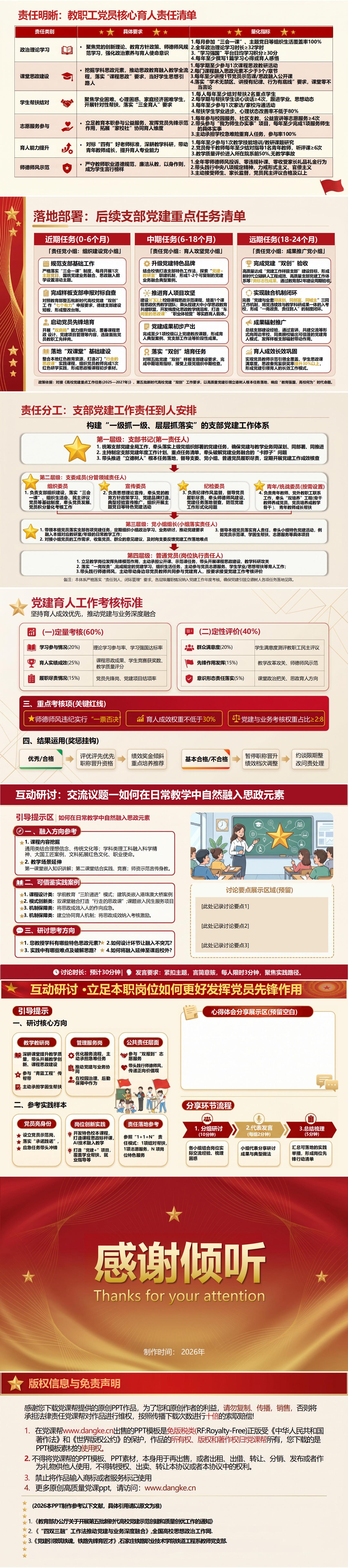 学校支部书记讲党课PPT下载：强化党建引领 落实立德树人（16页+配套讲稿）内容页预览