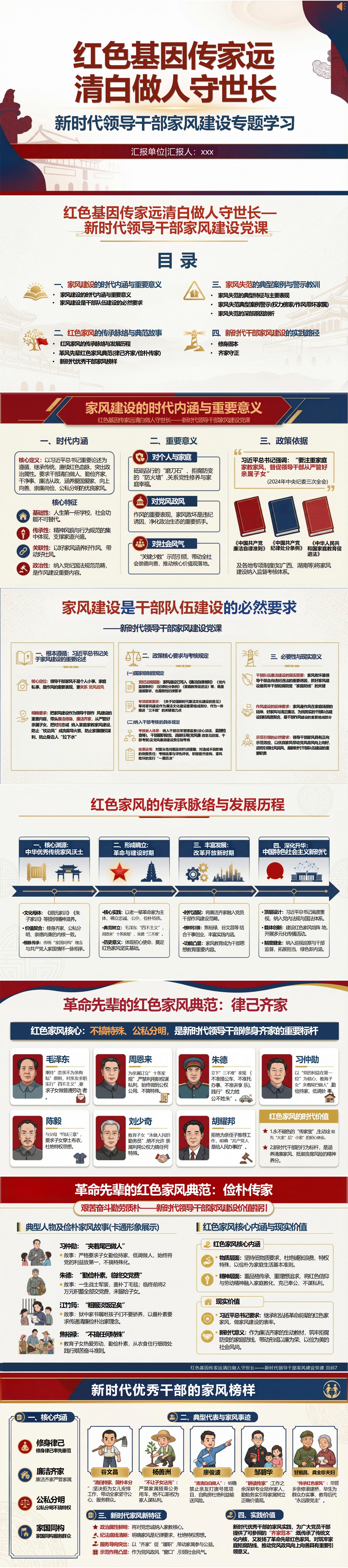 领导干部讲党课课件：新时代领导干部家风建设专题学习（17页+配套讲稿）封面预览
