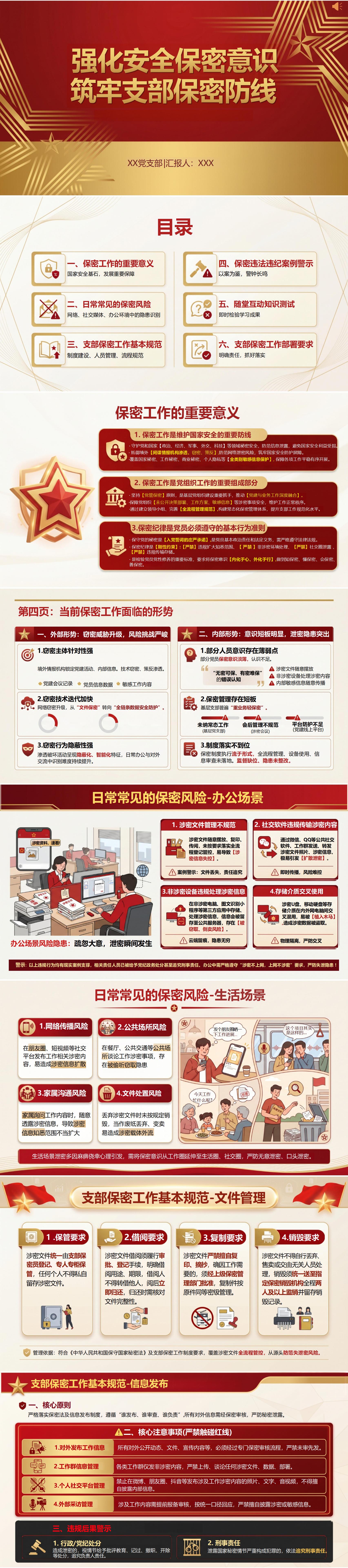 支部书记讲安全保密党课PPT：强化安全保密意识 筑牢支部保密防线（16页+配套讲稿）封面预览