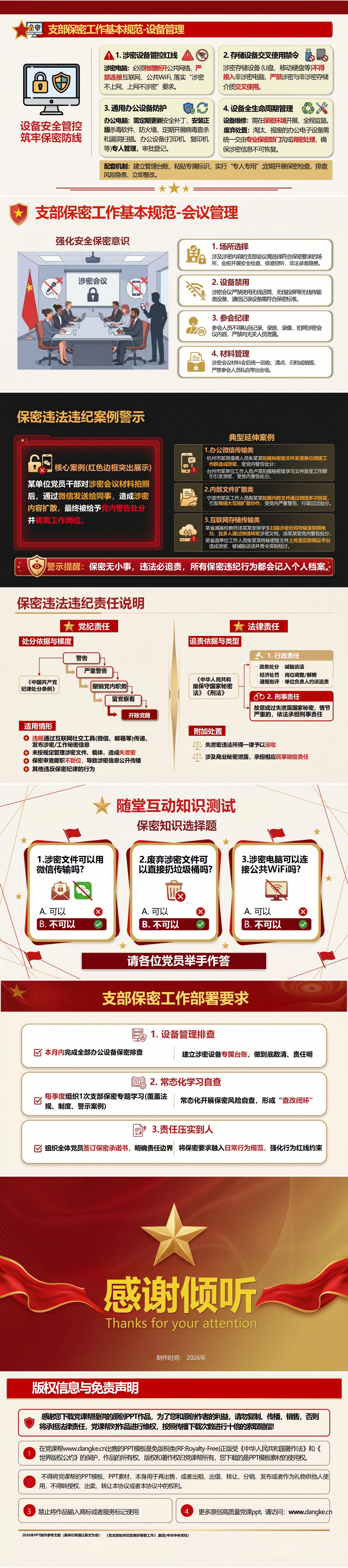 支部书记讲安全保密党课PPT：强化安全保密意识 筑牢支部保密防线（16页+配套讲稿）内容页预览