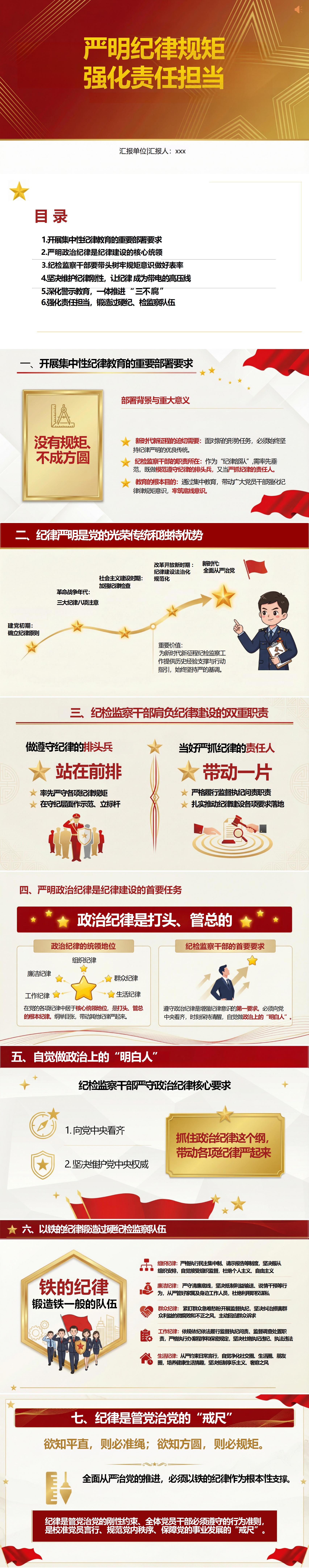 领导干部讲纪律党课PPT下载：严明纪律规矩 强化责任担当（18页+配套讲稿）封面预览