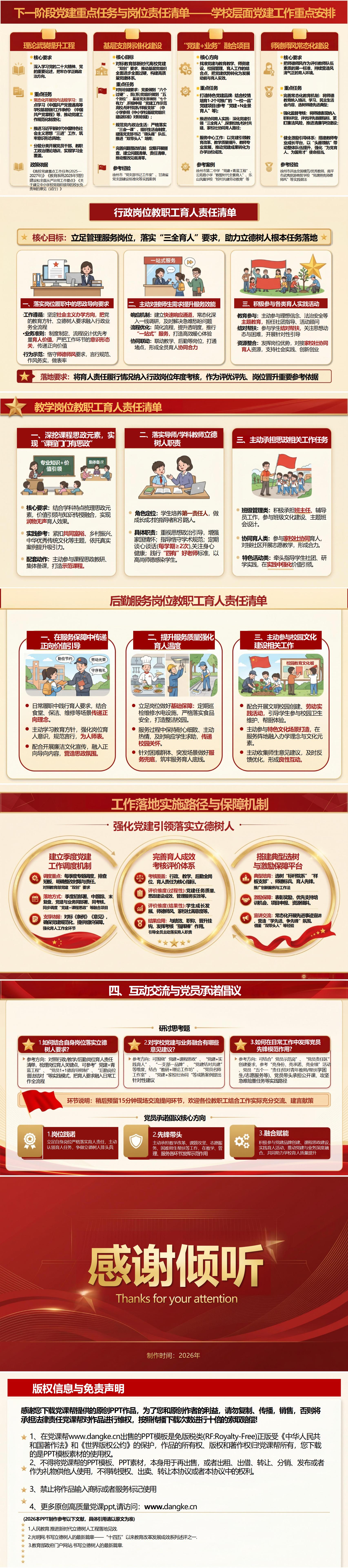 学校领导干部讲党课PPT：强化党建引领 落实立德树人（16页+配套讲稿）内容页预览