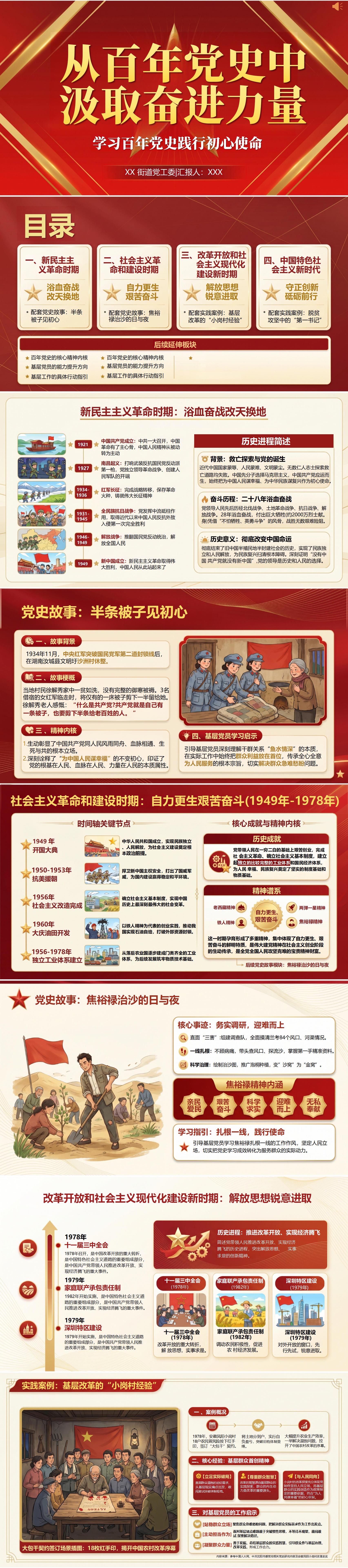 讲党史党课PPT模板：从百年党史中汲取奋进力量（16页+配套讲稿）封面预览