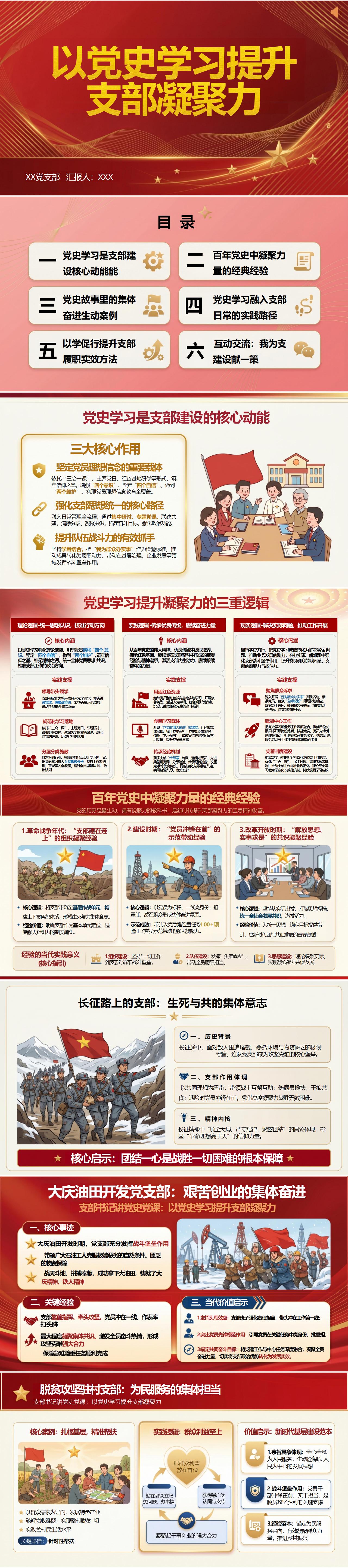 支部书记讲党史党课PPT：以党史学习提升支部凝聚力（17页+配套讲稿）封面预览