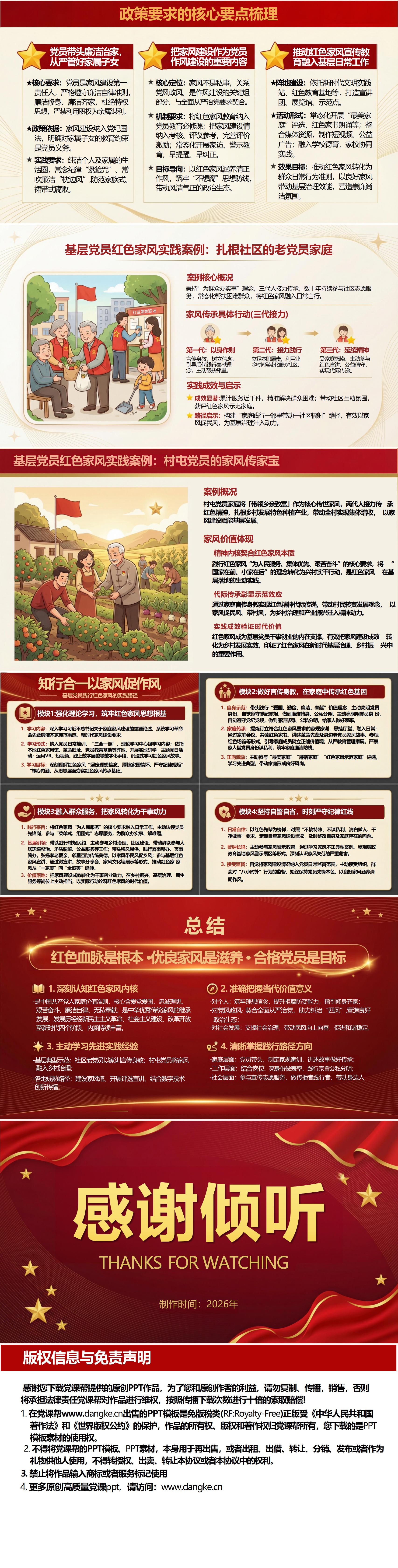 四讲四有党课PPT及讲稿：弘扬优良家风 争做合格党员（16页+配套讲稿）内容页预览