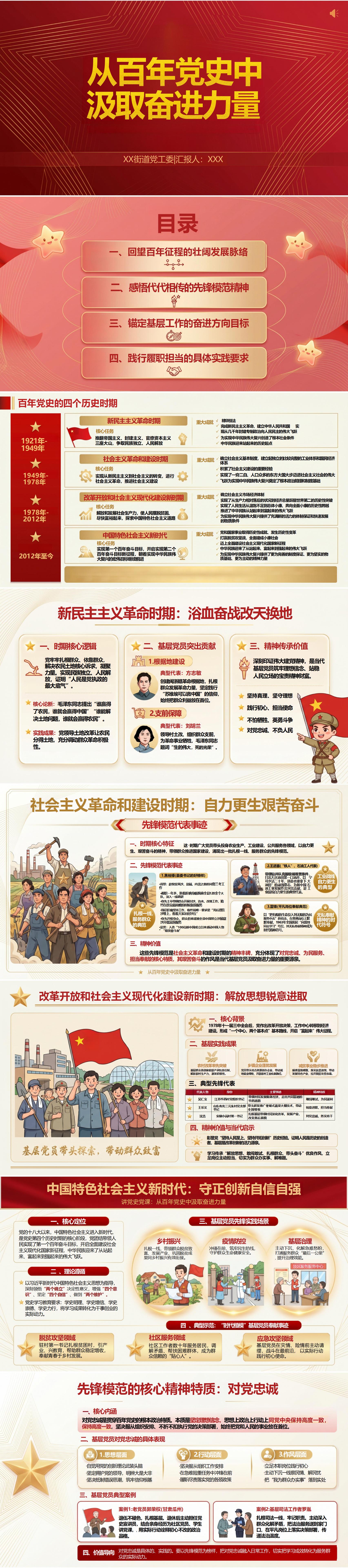 讲党史党课PPT下载：从百年党史中汲取奋进力量（16页+配套讲稿）封面预览