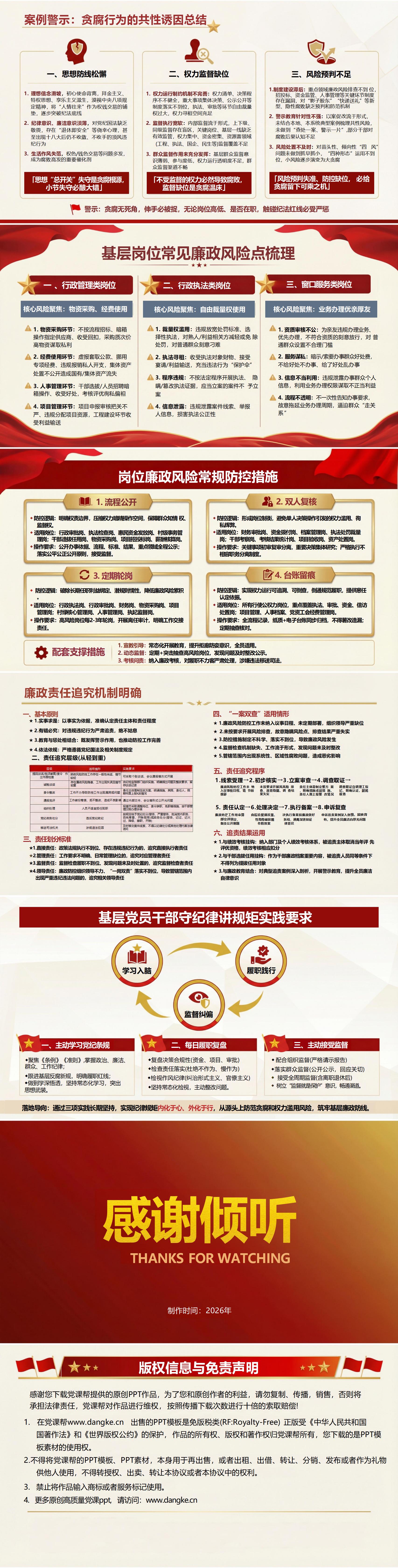 纪检委员讲党课PPT模板：严守纪律规矩 筑牢廉洁防线（16页+配套讲稿）内容页预览