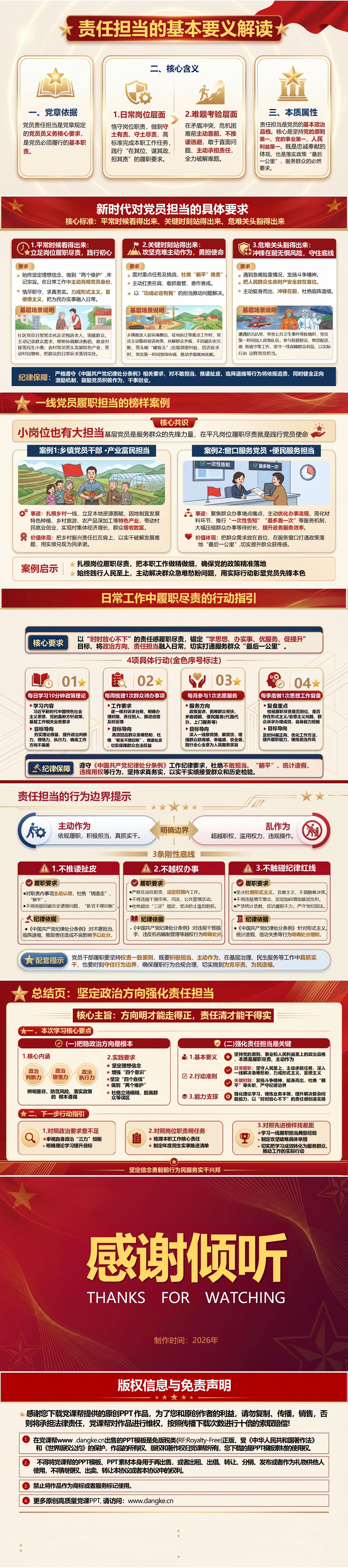 讲政治党课PPT模板：坚定政治方向 强化责任担当（16页+配套讲稿）内容页预览