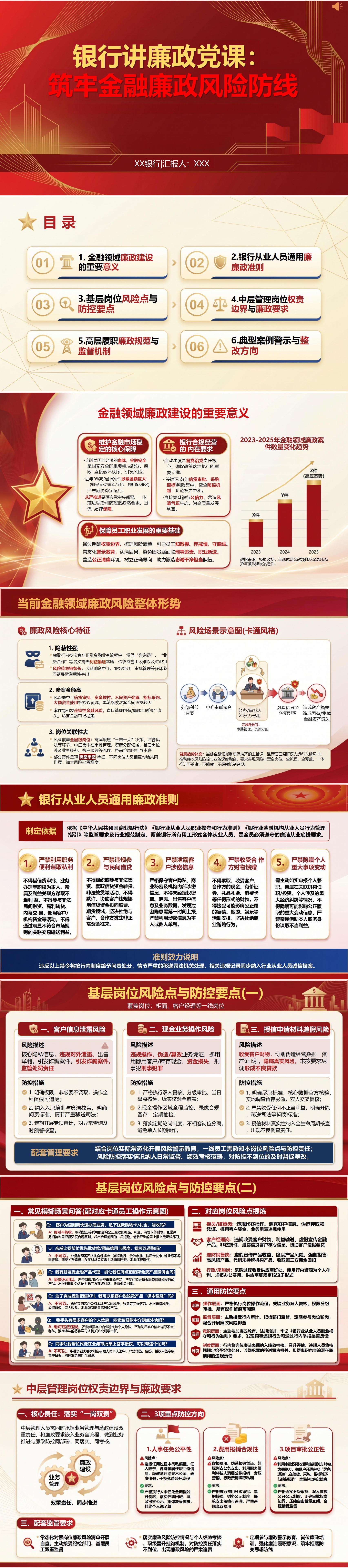 银行讲廉政党课下载：筑牢金融廉政风险防线（16页+配套讲稿）封面预览