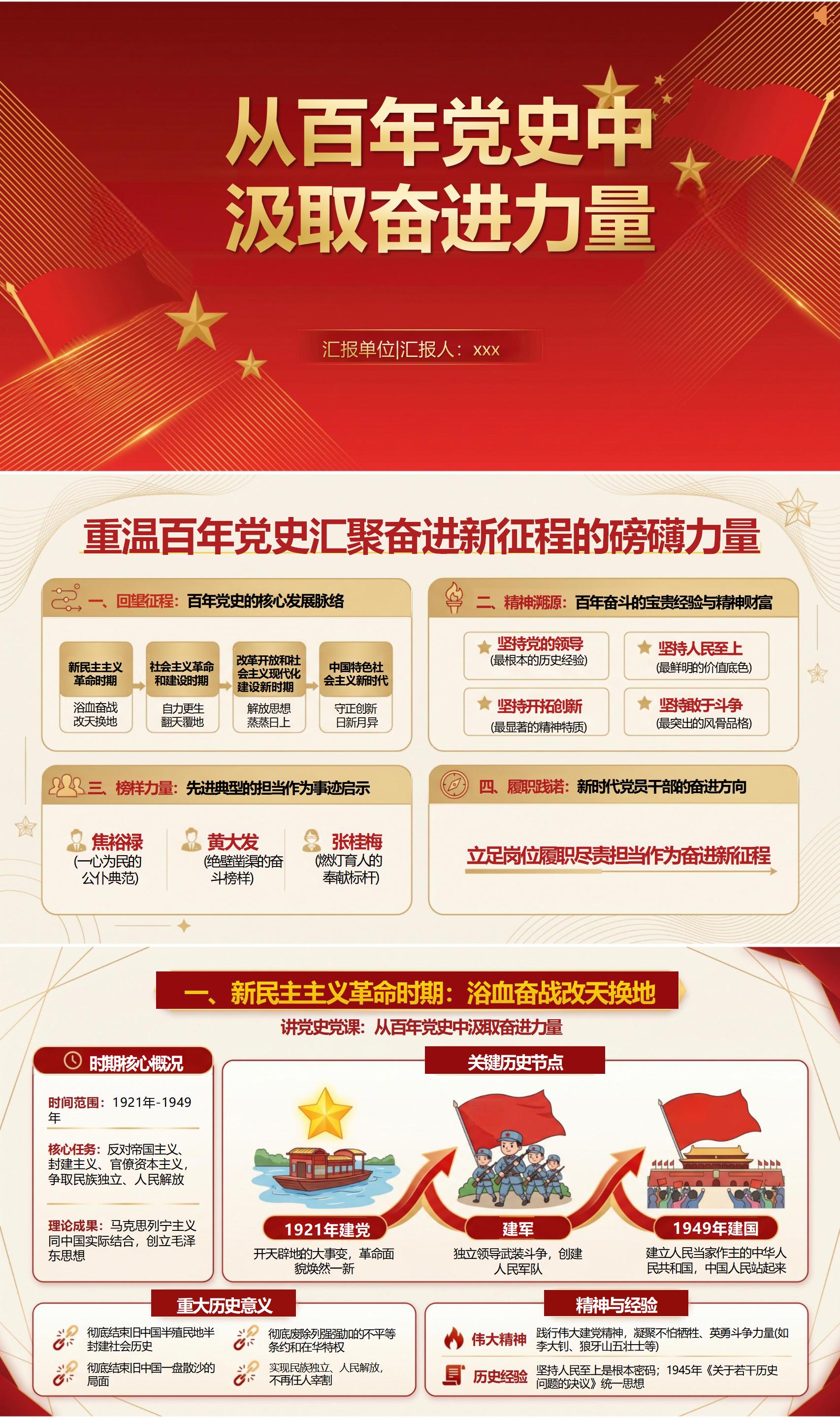 讲党课讲稿：从百年党史中汲取奋进力量（17页讲稿+配套PPT）封面预览