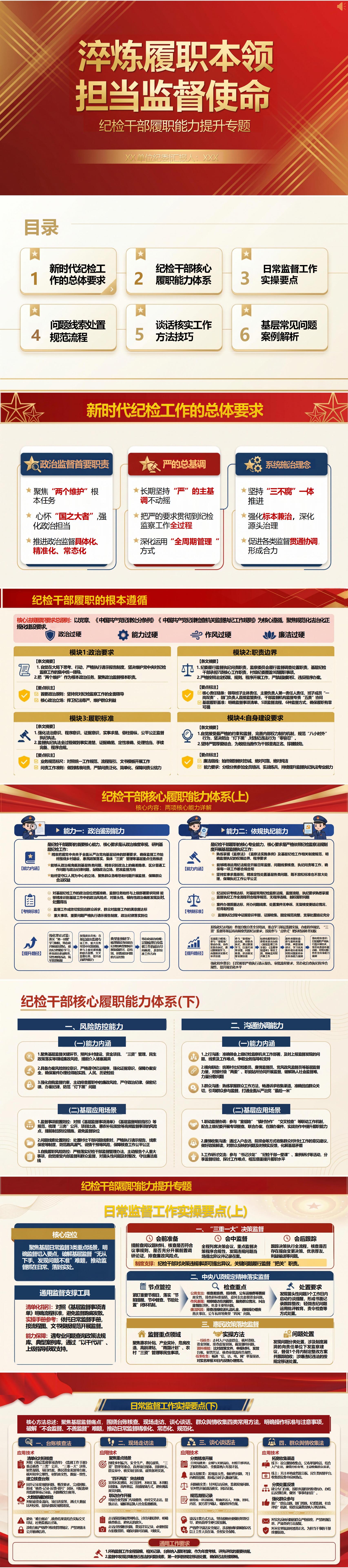 纪委书记讲党课课件下载：纪检干部履职能力提升专题（16页PPT＋配套讲稿）封面预览