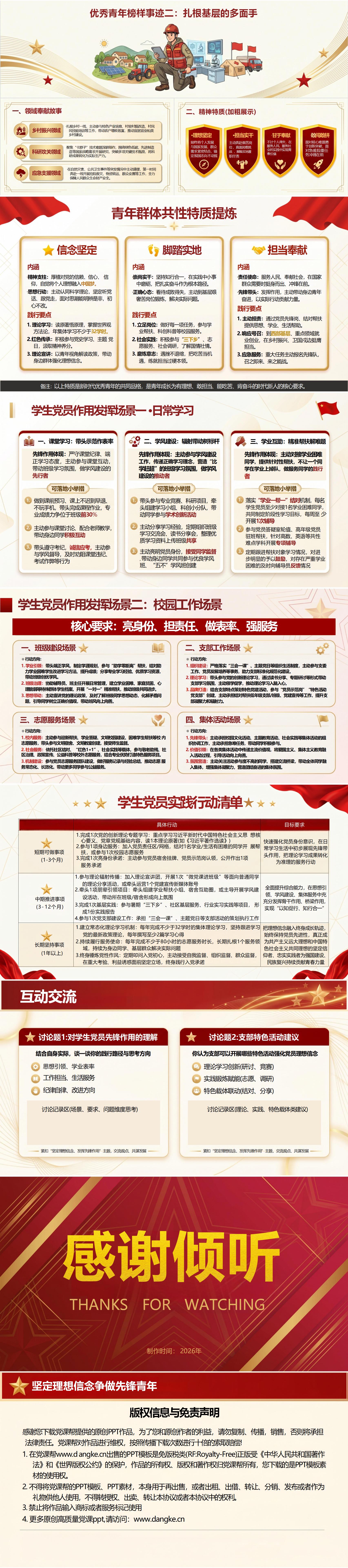 学生党员讲党课PPT下载：坚定理想信念 争做先锋青年（16页+配套讲稿）内容页预览