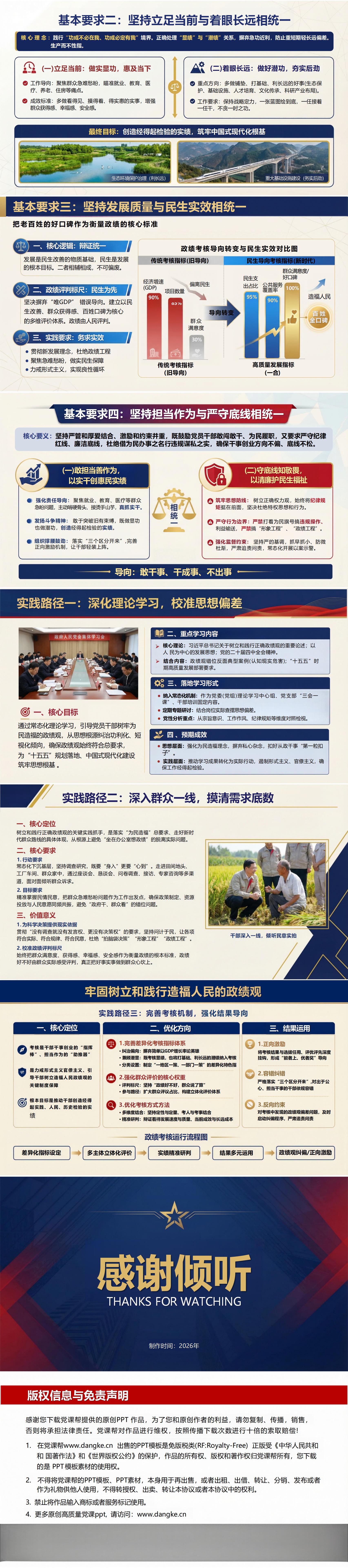 政绩观教育党课PPT下载：牢固树立和践行造福人民的政绩观（16页+配套讲稿）内容页预览