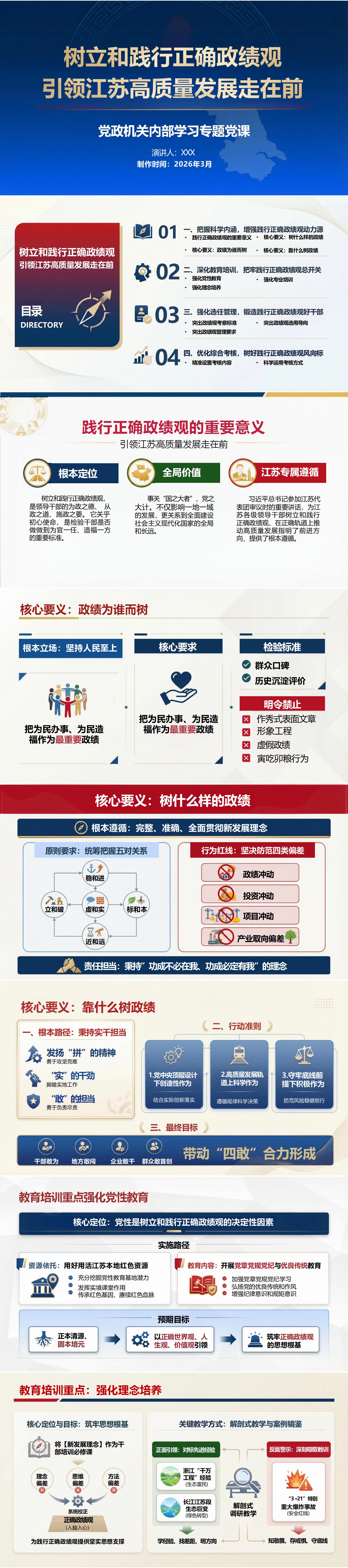 树立和践行正确政绩观PPT下载：引领高质量发展走在前（16页+配套讲稿）封面预览
