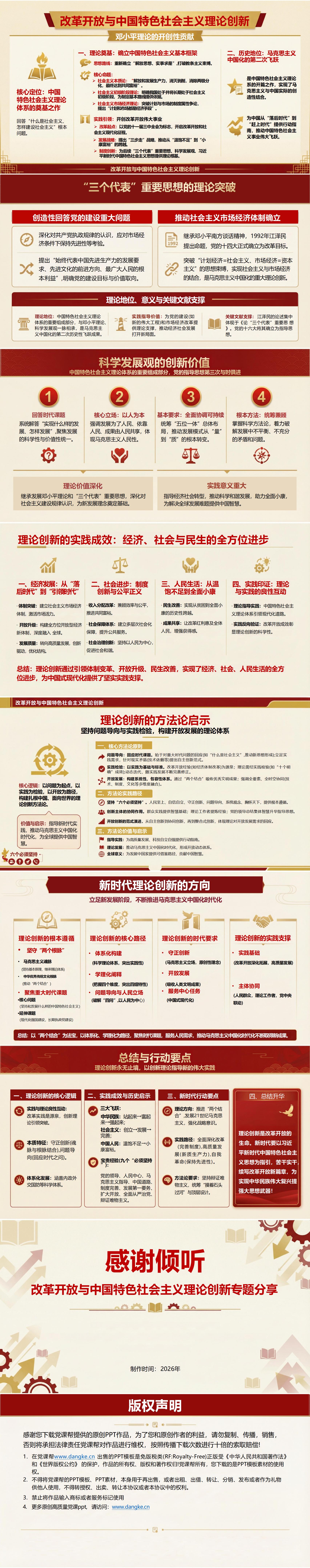 改革开放讲党史党课PPT下载：改革开放与中国特色社会主义理论创新（17页+配套讲稿）内容页预览