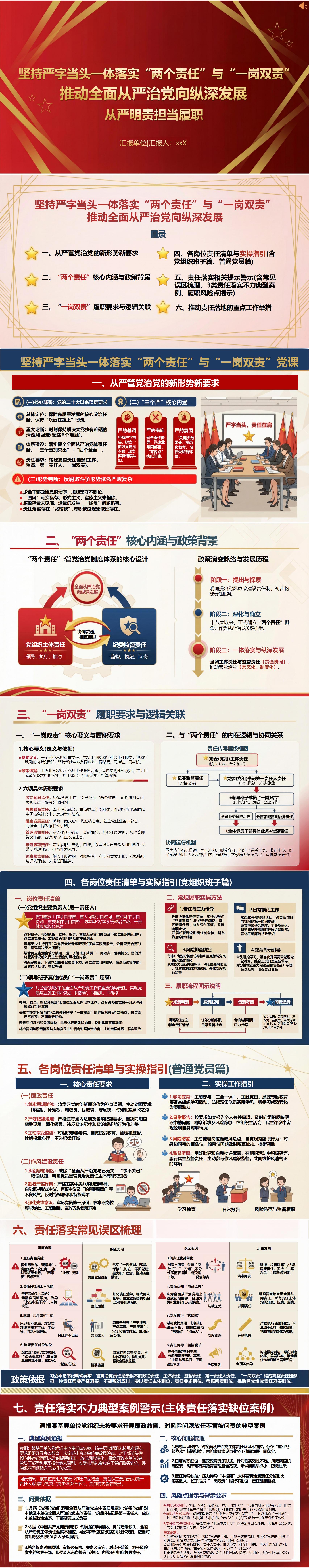 两个责任讲廉政党课PPT下载：坚持严字当头落实一岗双责（18页+配套讲稿）封面预览