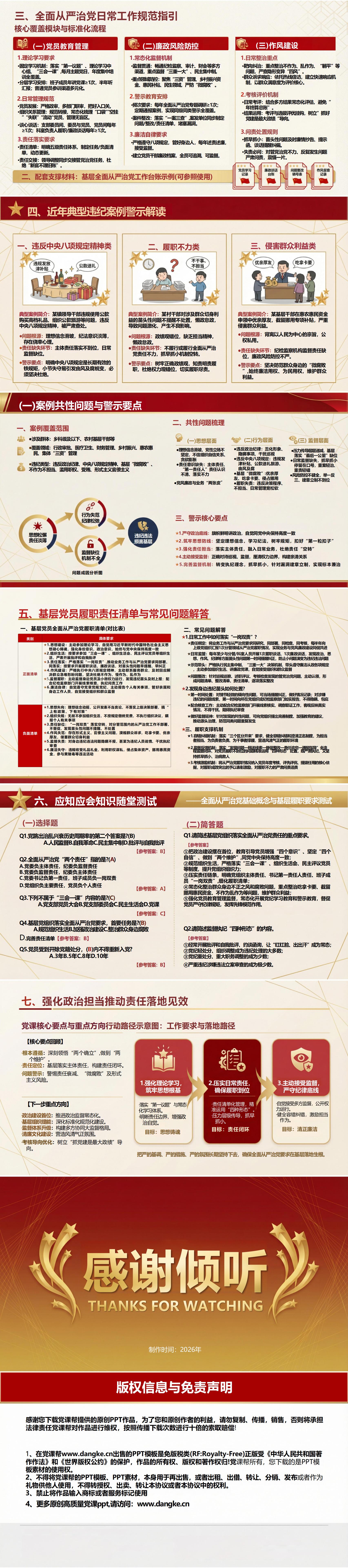 全面从严治党讲廉政党课PPT下载：切实履行全面从严治党政治责任（16页+配套讲稿）内容页预览
