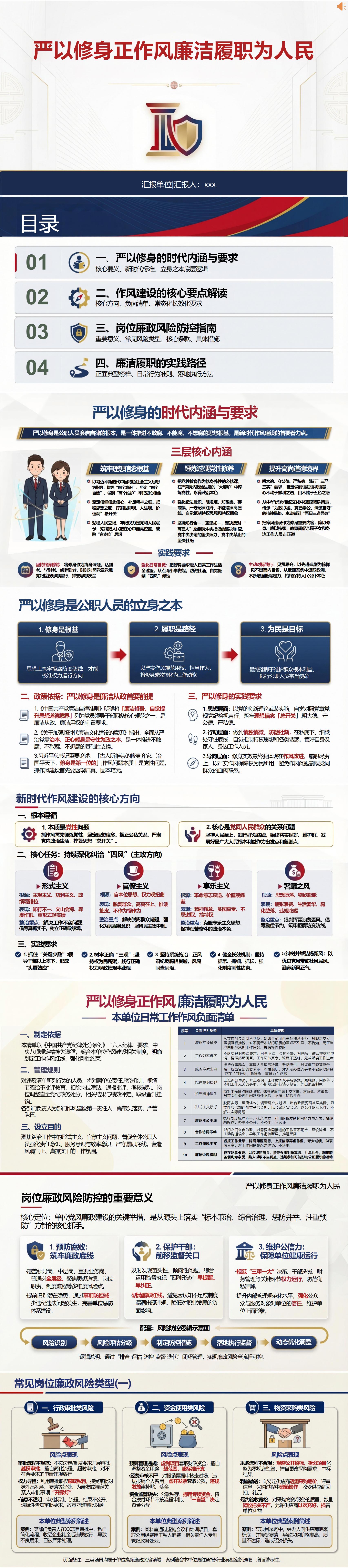 廉洁履职讲廉政党课PPT下载：严以修身正作风廉洁履职为人民（16页+配套讲稿）封面预览