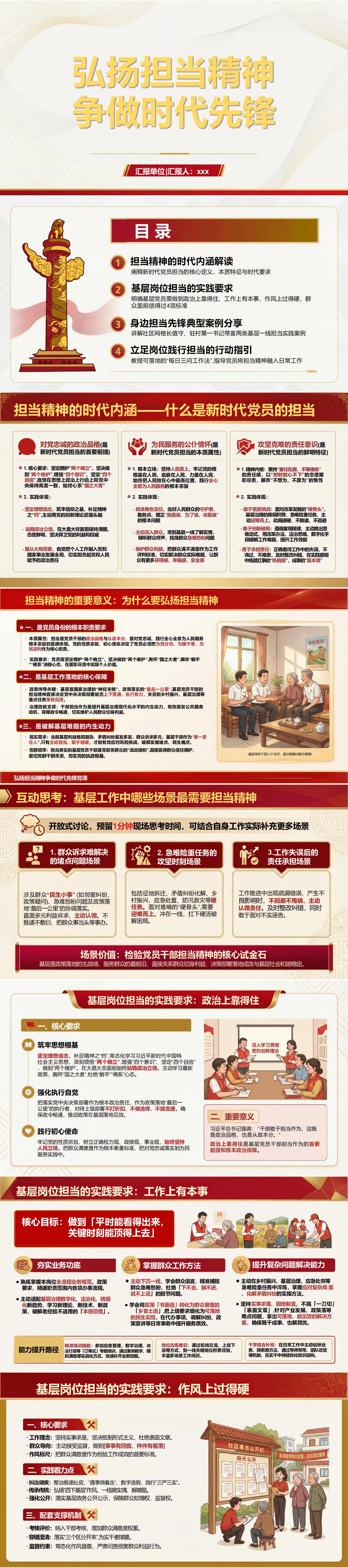 纪委书记讲党课PPT下载：弘扬担当精神争做时代先锋（16页+配套讲稿）封面预览