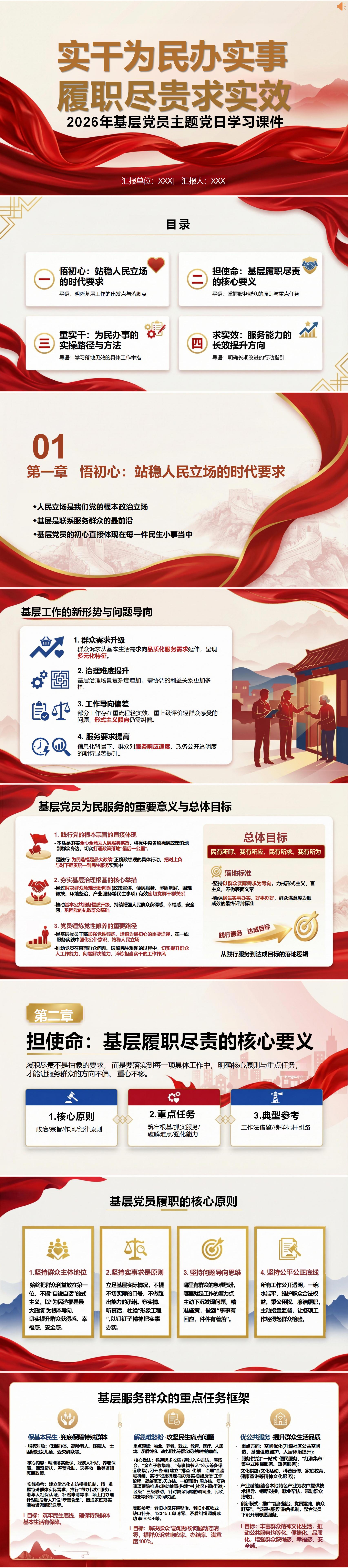 纪委书记讲党课PPT模板下载：实干为民办实事履职尽责求实效（16页+配套讲稿）封面预览
