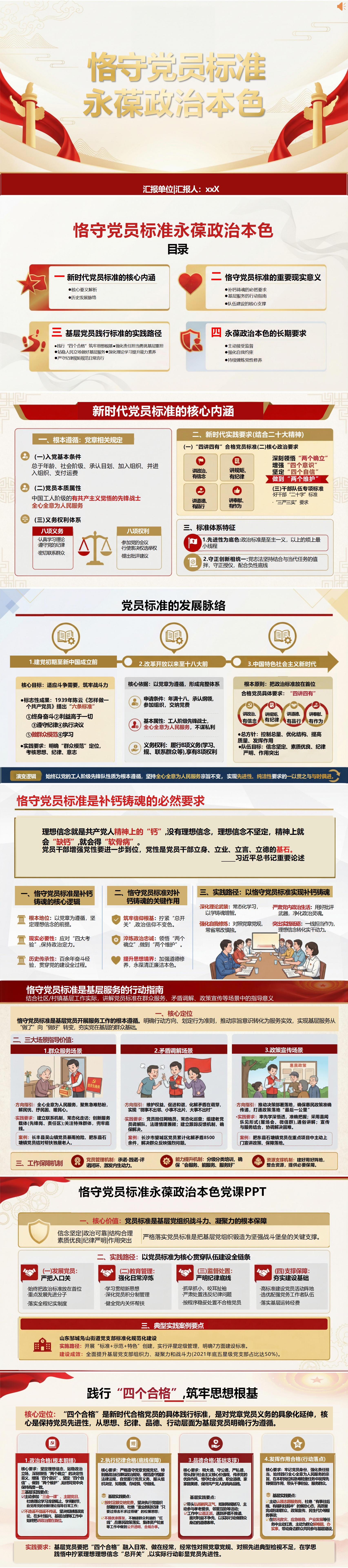 标准党员讲党课PPT下载：恪守党员标准永葆政治本色（16页+配套讲稿）封面预览