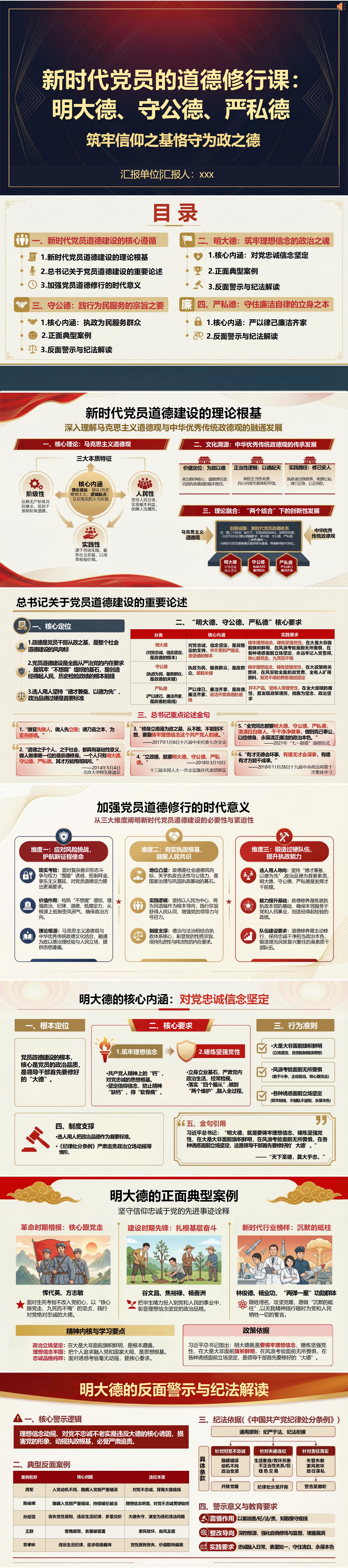 党员讲党课PPT下载：新时代党员道德修行明大德守公德严私德（16页+配套讲稿）封面预览