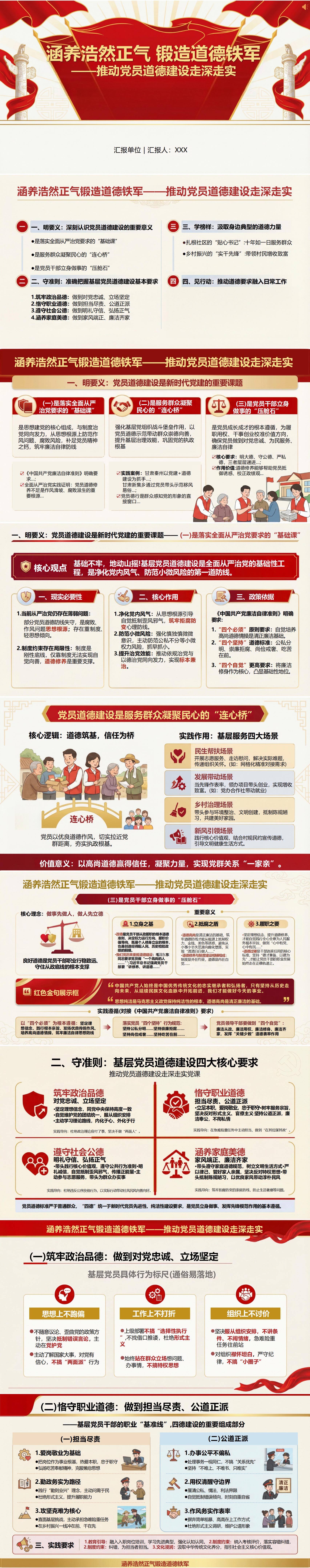 党员道德建设讲党课PPT下载：涵养浩然正气锻造道德铁军（18页+配套讲稿）封面预览