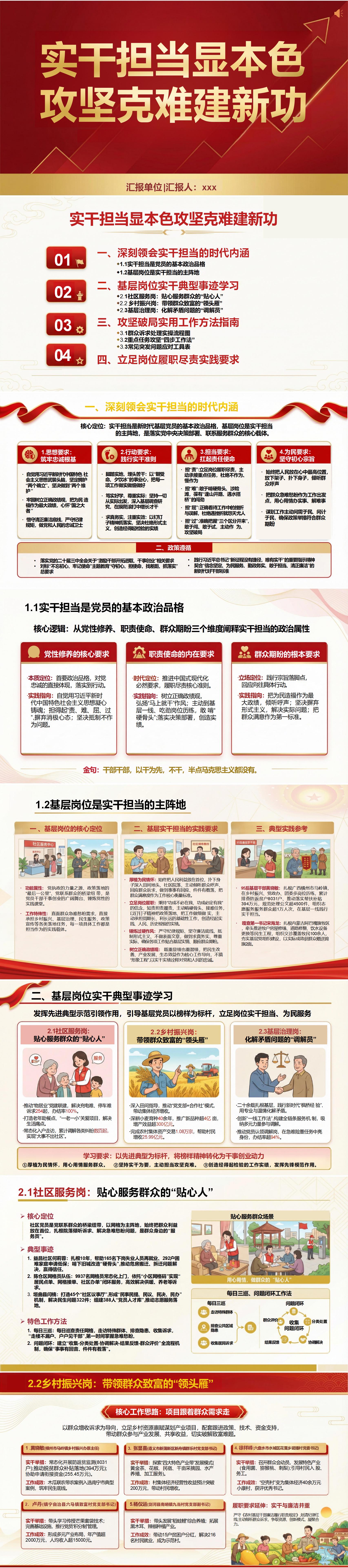 党员实干担当讲党课PPT下载：实干担当显本色攻坚克难建新功（17页+配套讲稿）封面预览