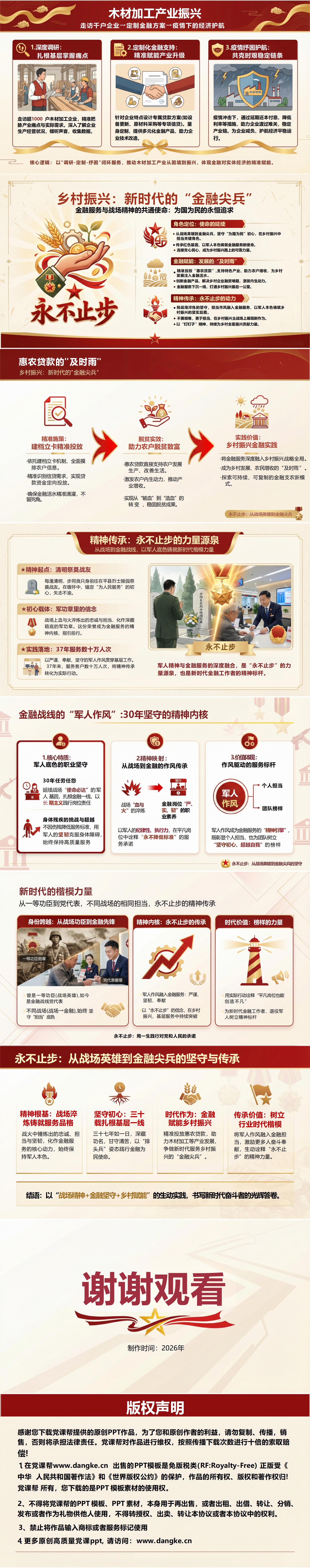 榜样学习支部书记讲党课PPT下载：永不止步从战场英雄到金融尖兵的坚守（17页+配套讲稿）内容页预览