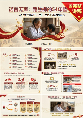支部书记讲路生梅精神党课PPT下载：诺言无声路生梅的54年坚守（17页+配套讲稿）