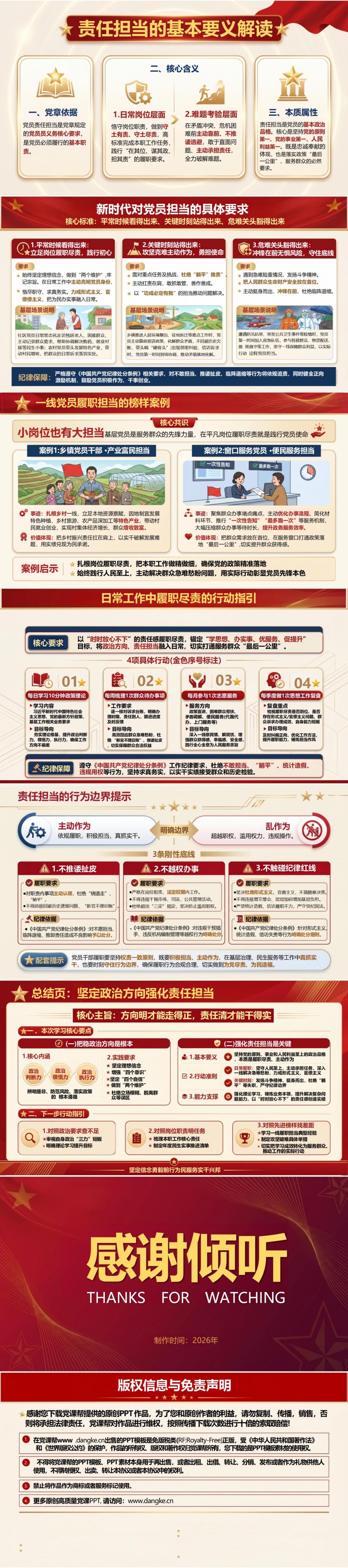 讲政治党课PPT模板：坚定政治方向 强化责任担当（16页+配套讲稿）内容预览2