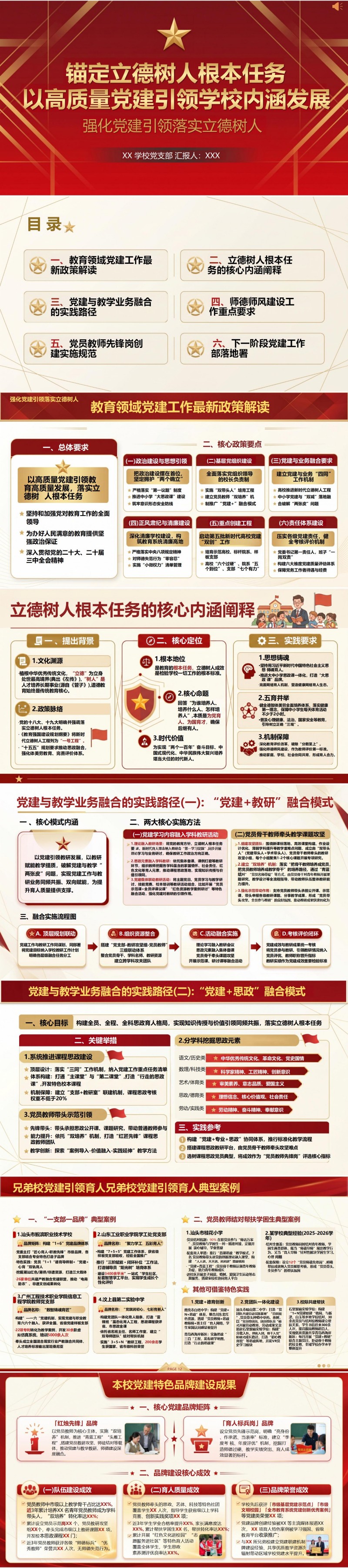 学校支部书记讲党课PPT及讲稿：强化党建引领落实立德树人（16页+配套讲稿）封面图1