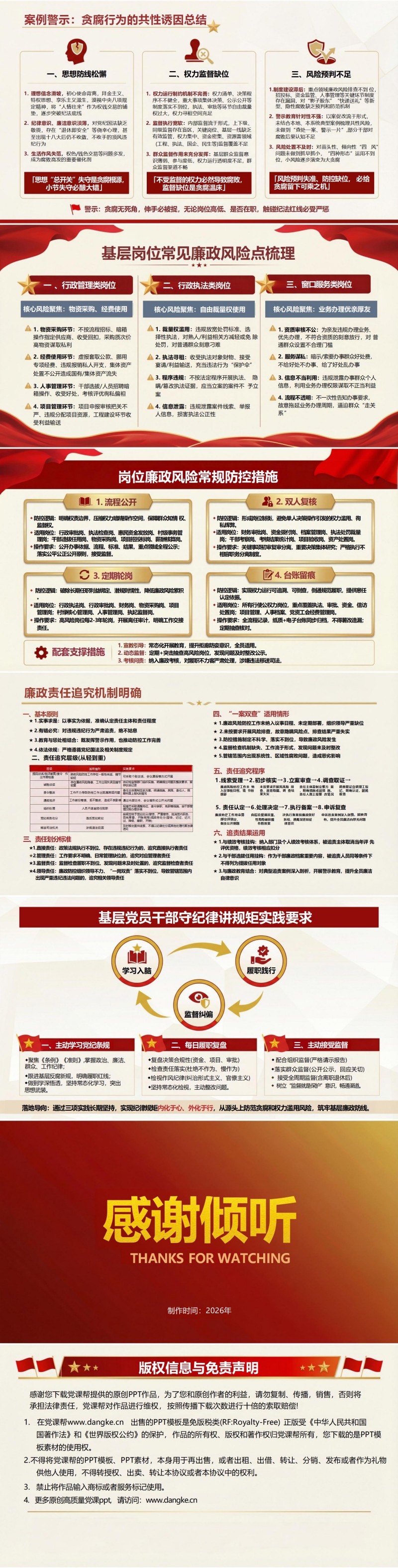 纪检委员讲党课PPT模板：严守纪律规矩 筑牢廉洁防线（16页+配套讲稿）内容预览2