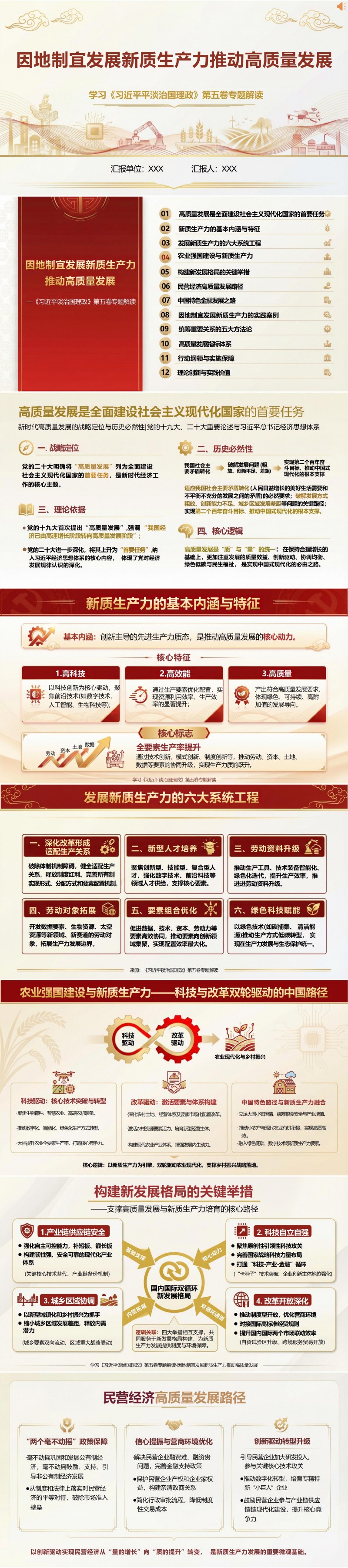讲党课PPT模板全套：因地制宜发展新质生产力（16页+配套讲稿）封面图1
