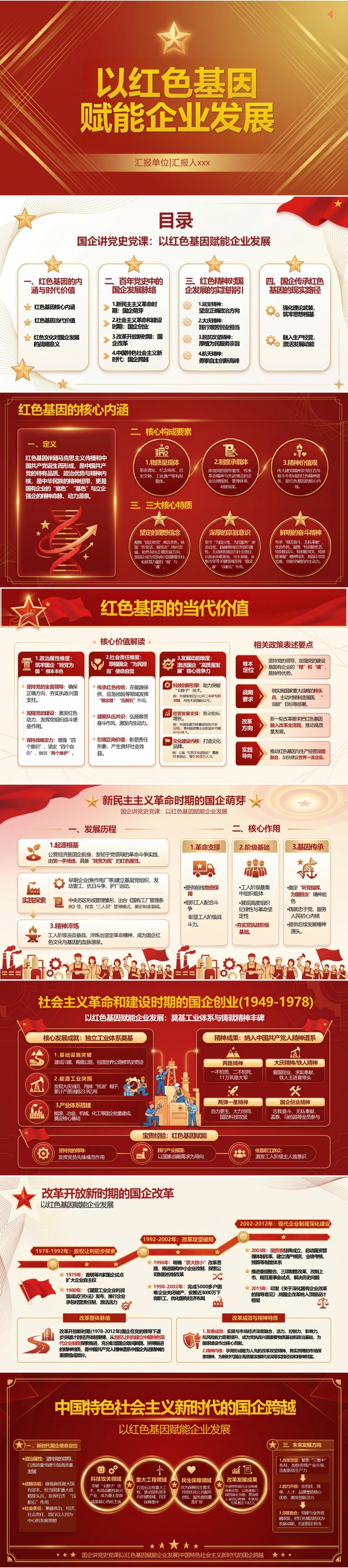 国企党史专题党课PPT：以红色基因赋能企业发展（17页+配套讲稿）封面图1