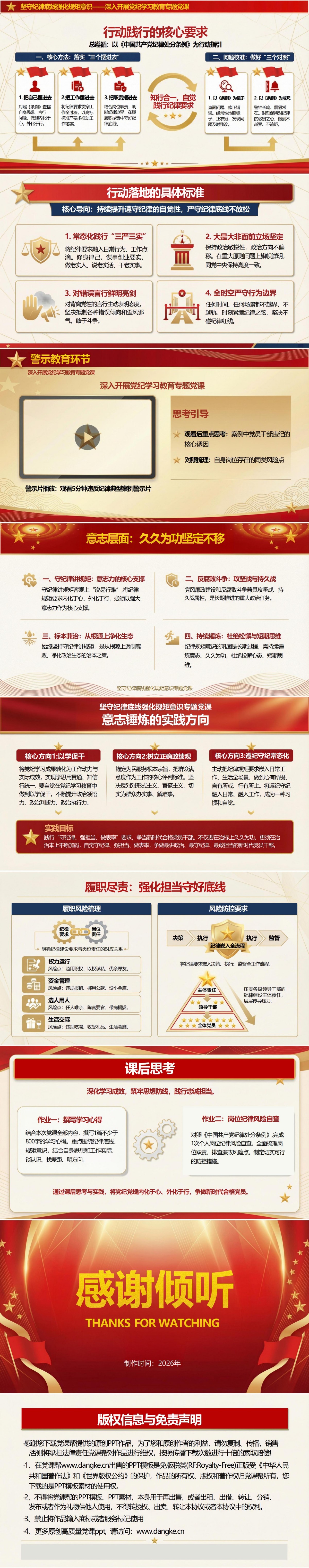 党纪学习教育讲党课PPT下载：坚守纪律底线强化规矩意识（17页+配套讲稿）内容页预览
