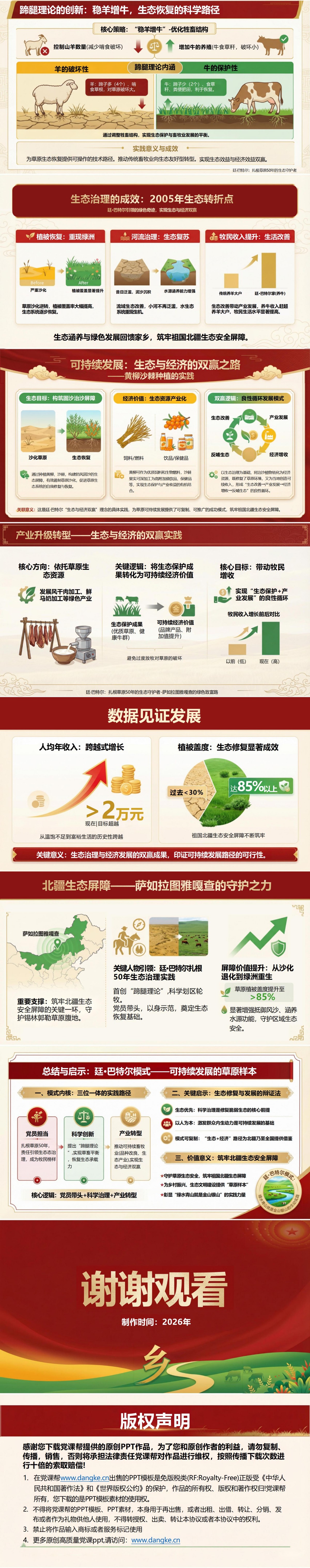 讲生态文明党课PPT下载：廷·巴特尔扎根草原50年守护北疆生态（17页+配套讲稿）内容页预览