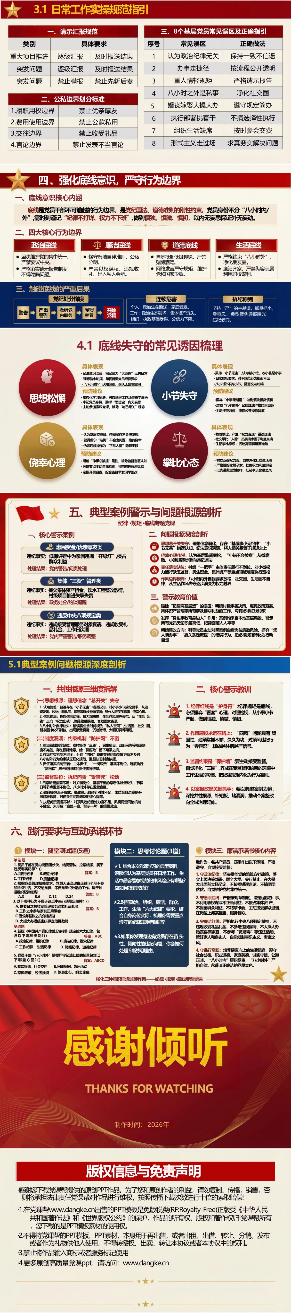 纪律规矩讲党课PPT下载：强化三种意识锤炼过硬作风（16页+配套讲稿）内容页预览