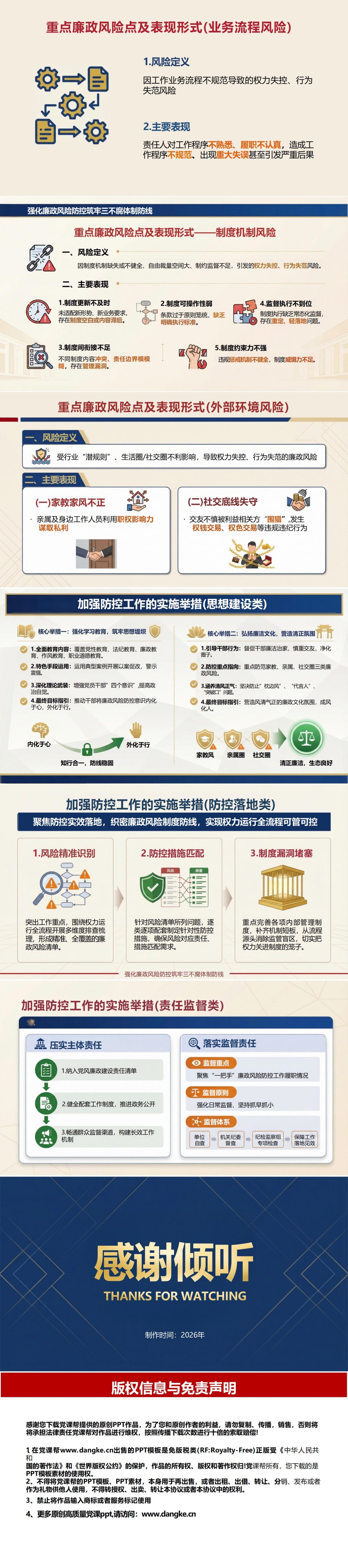 纪委书记讲廉政风险防控党课PPT下载：强化风险防控筑牢三不腐体制防线（16页+配套讲稿）内容页预览