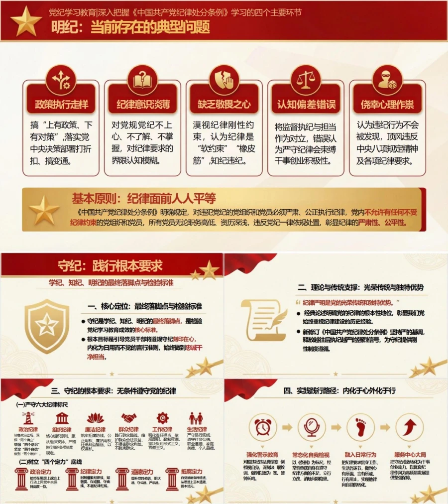 党纪学习教育讲党课PPT下载：把握《纪律处分条例》学习四个主要环节（17页+配套讲稿）内容预览1