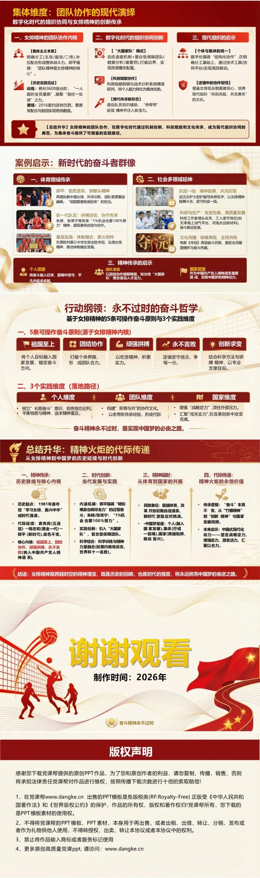 女排精神讲党课PPT下载：中国道路中国梦奋斗精神永不过时（16页+配套讲稿）内容预览2