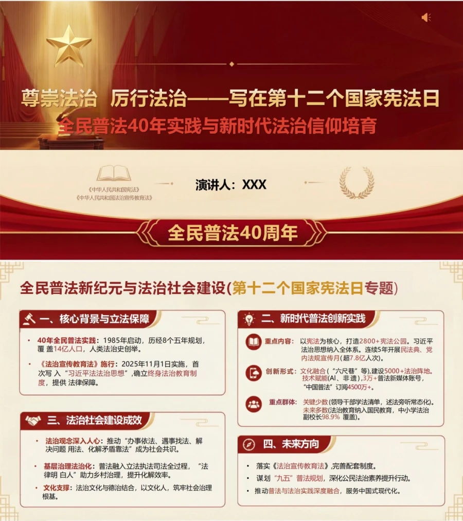 国家宪法日讲党课PPT下载：尊崇法治厉行法治（17页+配套讲稿）封面图1