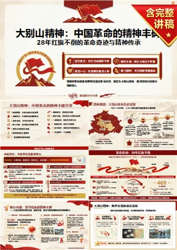 支部书记讲大别山精神党课PPT下载：28年红旗不倒的革命奇迹与精神传承（17页+配套讲稿）