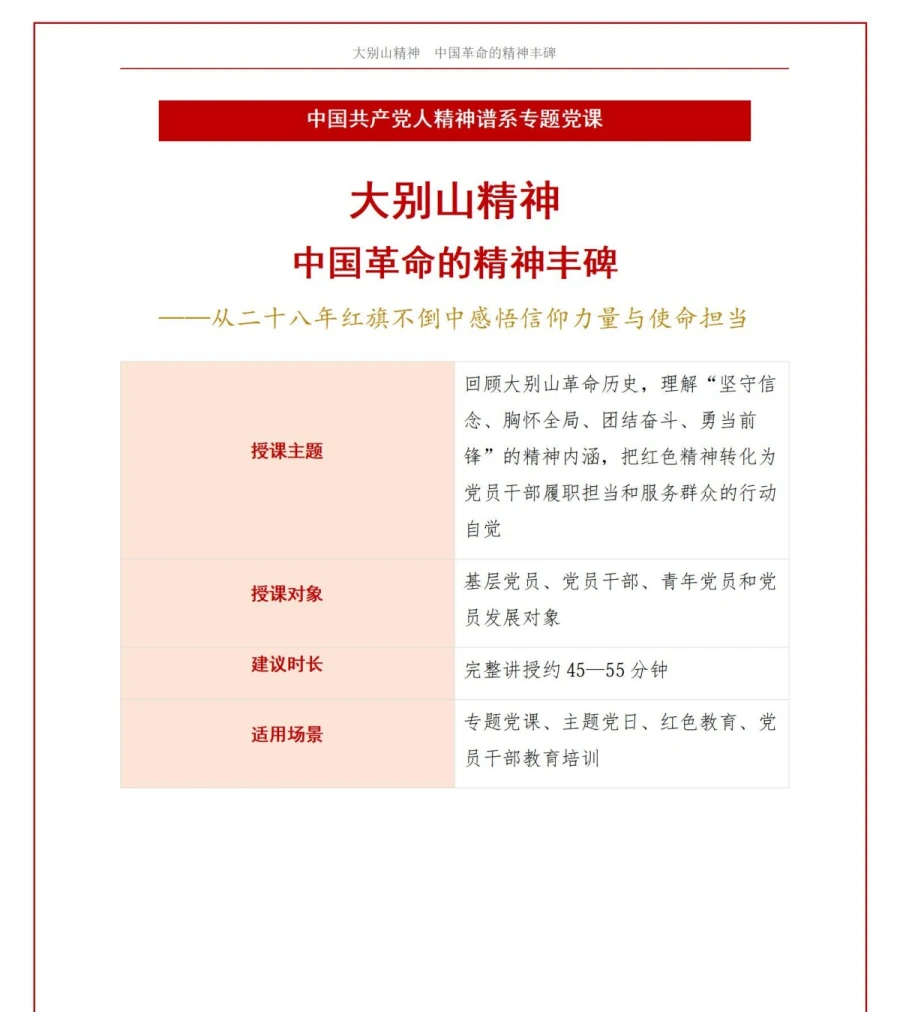 支部书记讲大别山精神党课PPT下载：28年红旗不倒的革命奇迹与精神传承（17页+配套讲稿）讲稿预览1