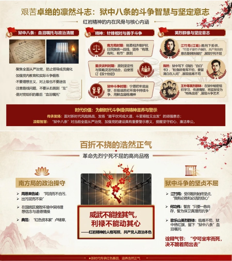 支部书记讲红岩精神党课PPT下载：弘扬红岩精神 赓续红色血脉（17页+配套讲稿）内容预览1