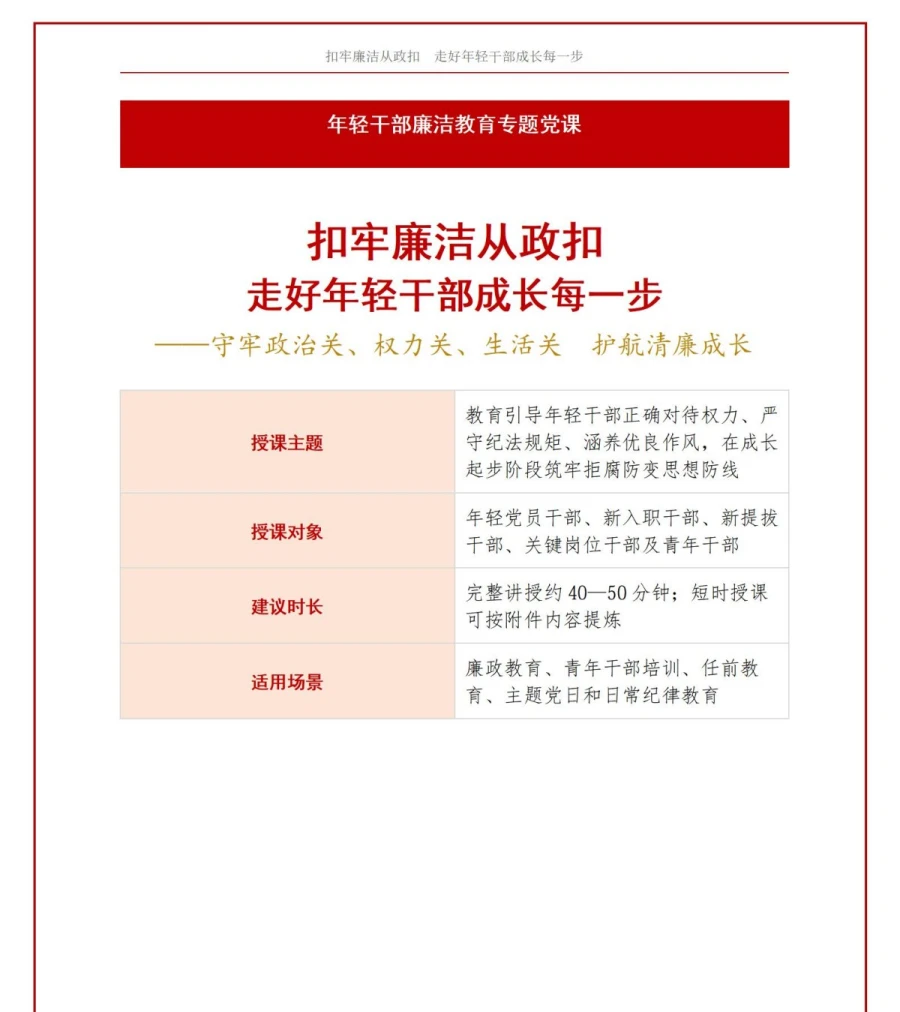 支部书记讲廉洁从政党课PPT下载：扣牢廉洁从政扣（16页+配套讲稿）讲稿预览1