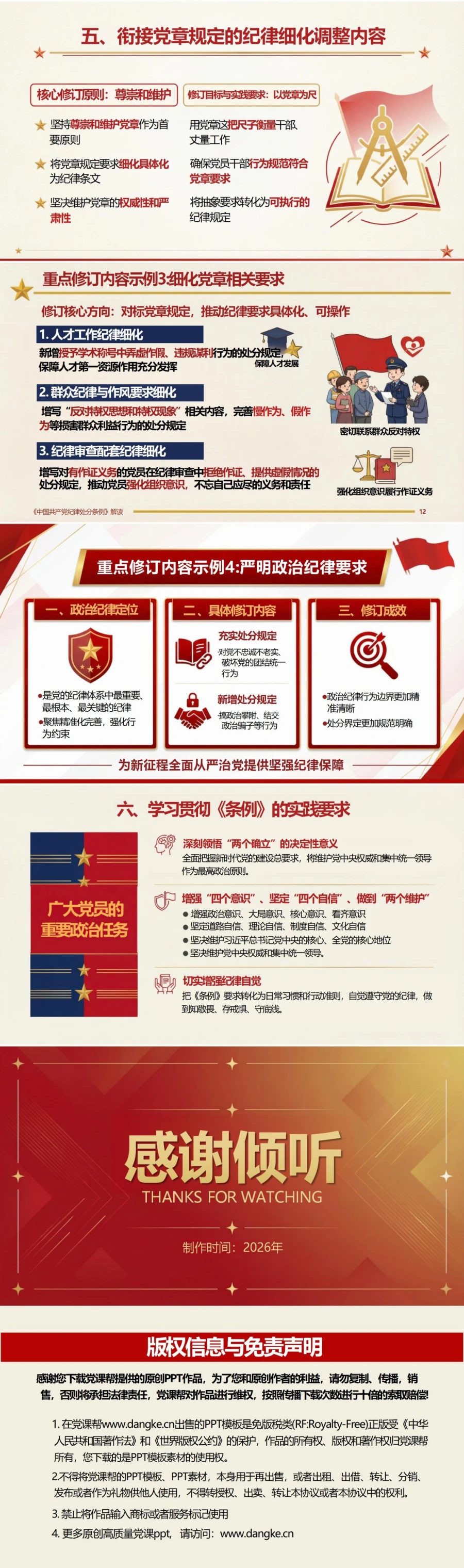 党员讲纪律处分条例党课PPT下载：为新征程全面从严治党提供坚强纪律保障（16页+配套讲稿）内容预览2