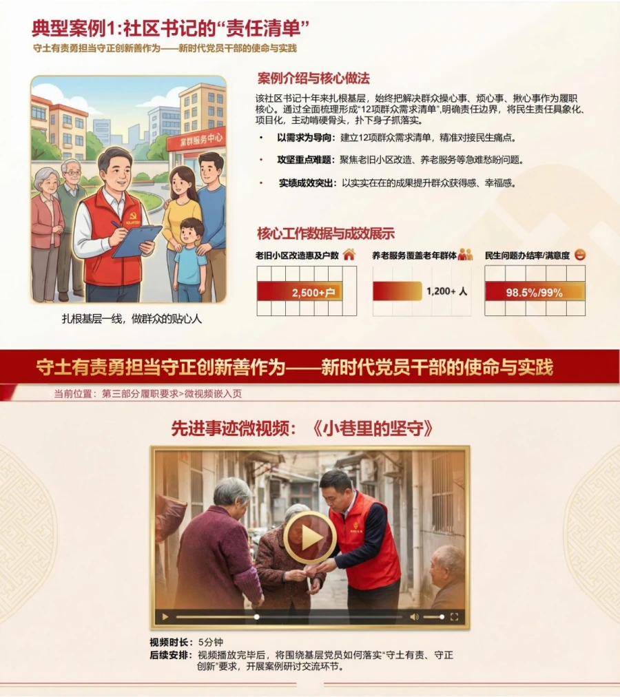 党员讲担当作为党课PPT下载：守土有责勇担当 守正创新善作为（16页+配套讲稿）内容预览1