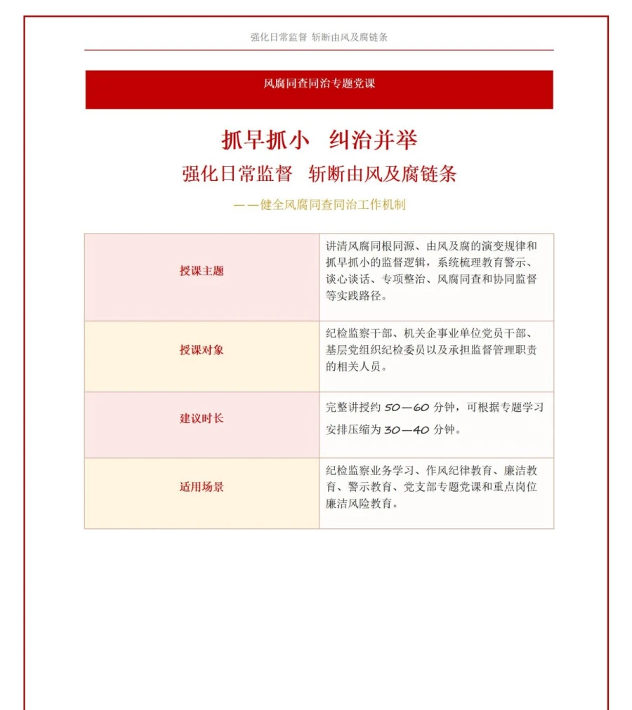 风腐同查同治讲党课PPT下载：强化日常监督 抓早抓小防治由风及腐（16页+配套讲稿）讲稿预览1