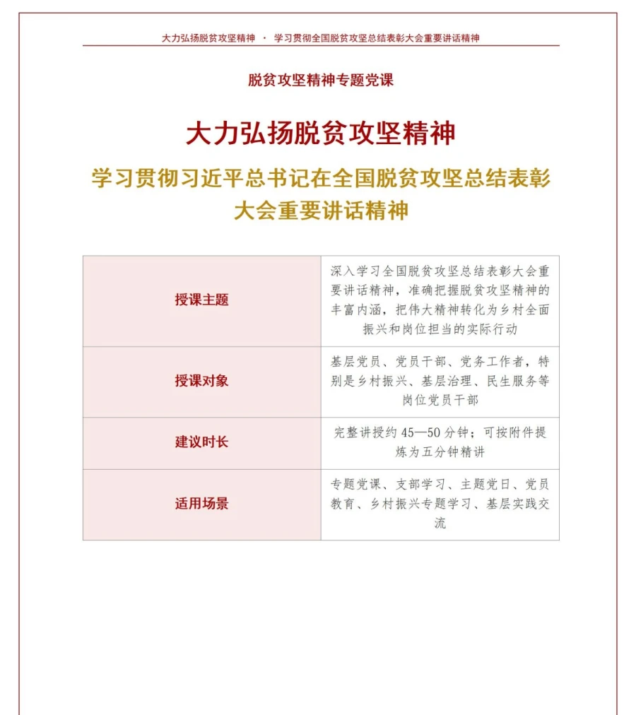 支部书记讲脱贫攻坚精神党课PPT下载：凝聚战贫伟力引领复兴征程（16页+配套讲稿）讲稿预览1